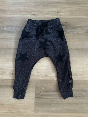 NUNUNU Baby Charcoal Gray Black Star Jogger Pants 12-18M